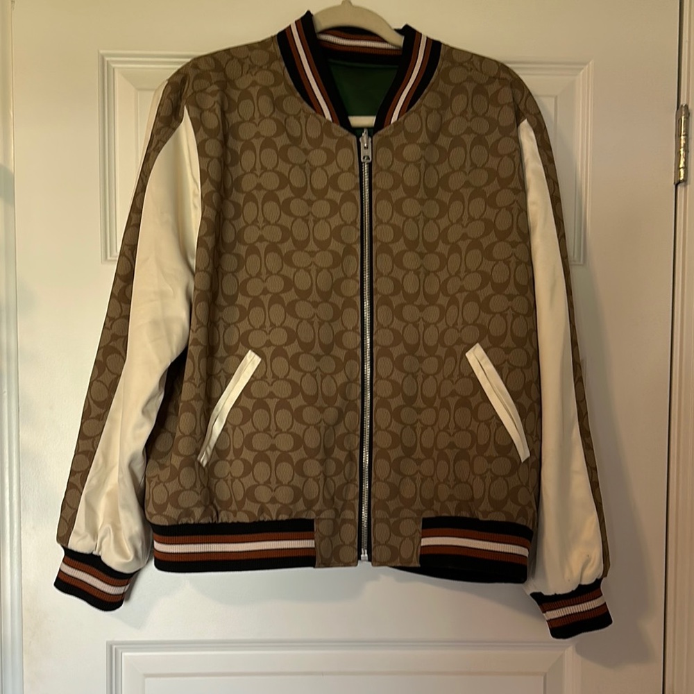 Coach reversible Brown and Cream Patterned Bomber Jacket